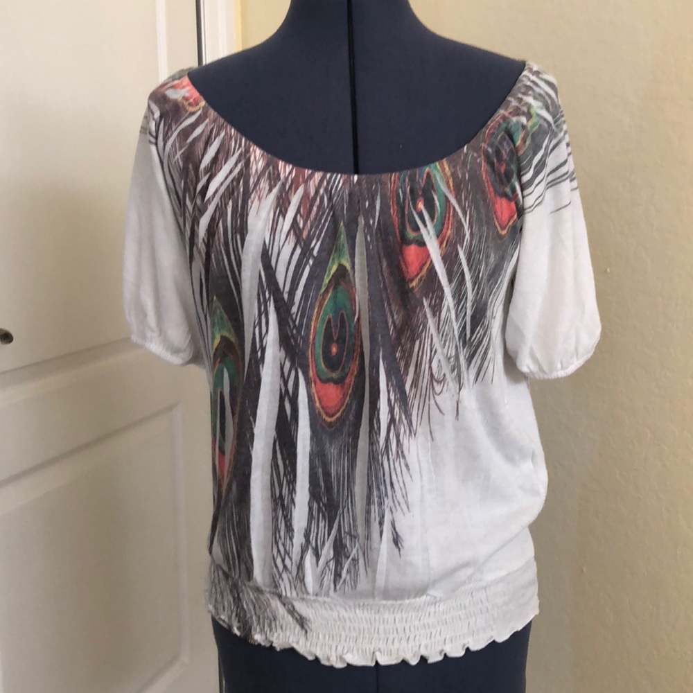 Peacock feather print light sweater